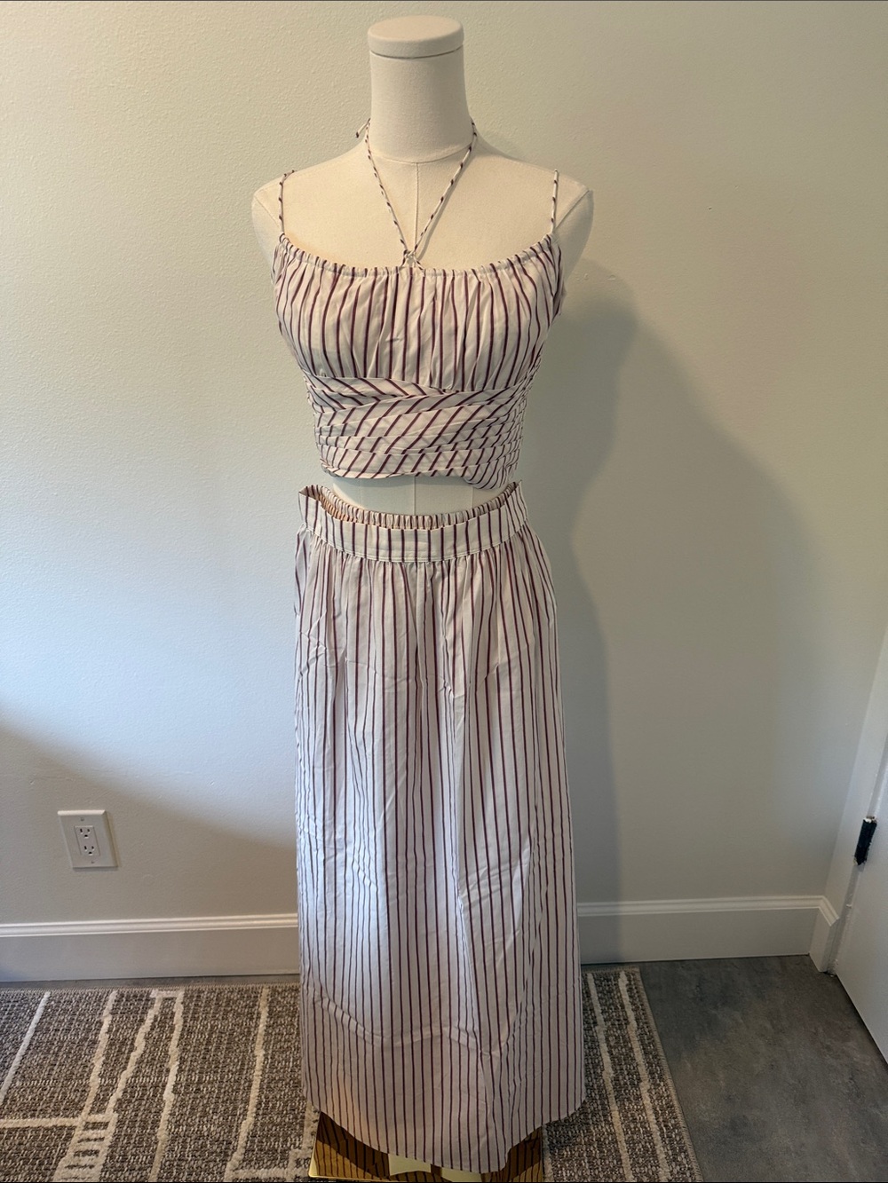 J.Crew Striped Two Piece Crop Top & Maxi Skirt Set Size S NWOT
